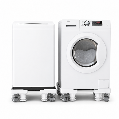 Adjustable Washing Machine and Refrigerator Stand with Lockable Wheels for Home Appliances