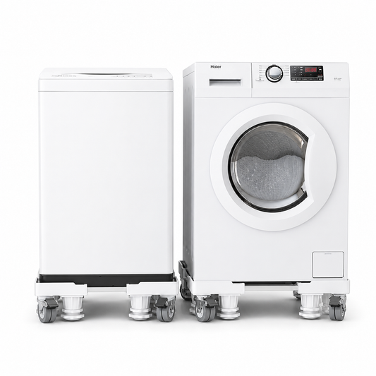 Adjustable Washing Machine and Refrigerator Stand with Lockable Wheels for Home Appliances