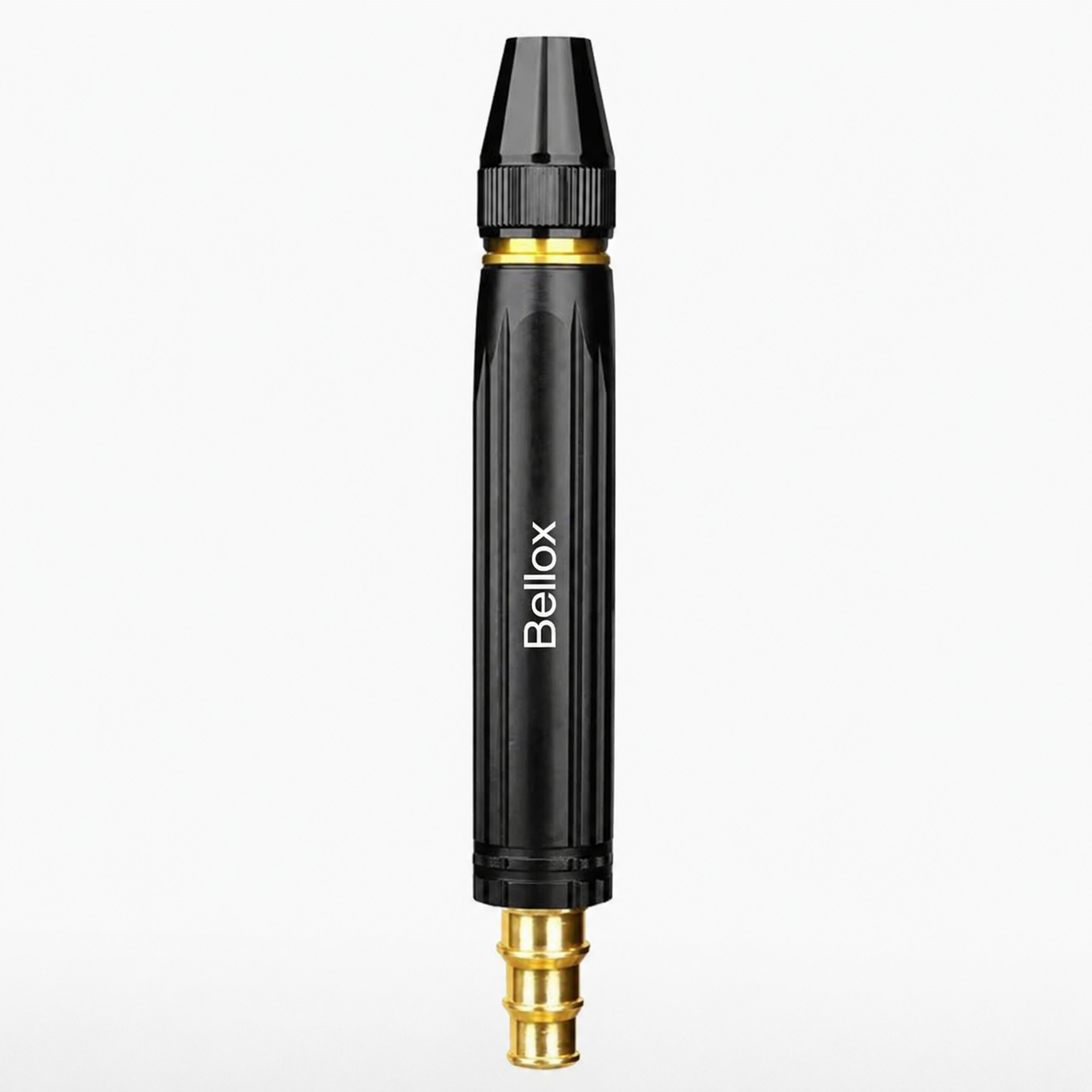 High-pressure brass water hose nozzle with adjustable spray settings for gardening, car washing, and outdoor cleaning.