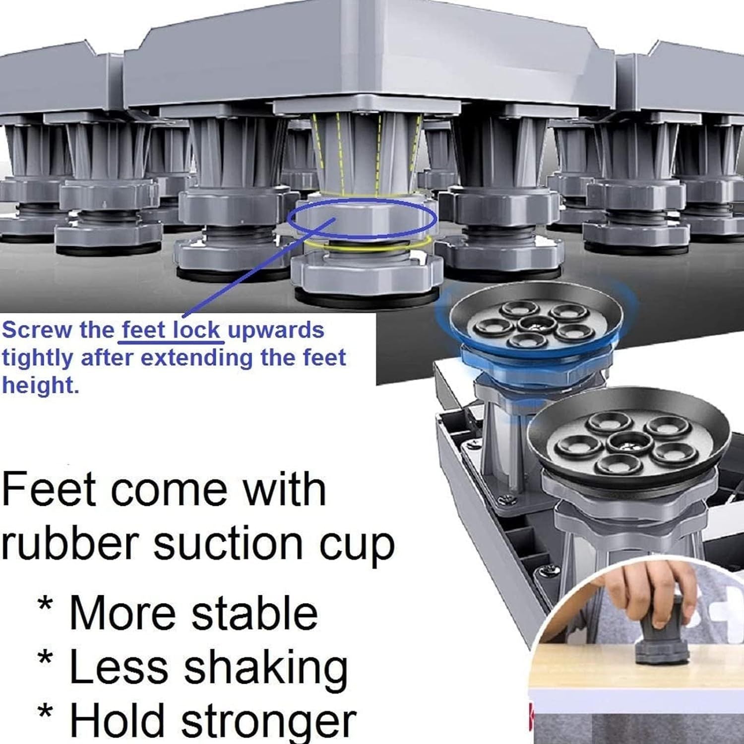 Adjustable Washing Machine and Refrigerator Stand with Lockable Wheels for Home Appliances