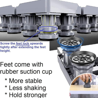 Adjustable Washing Machine and Refrigerator Stand with Lockable Wheels for Home Appliances