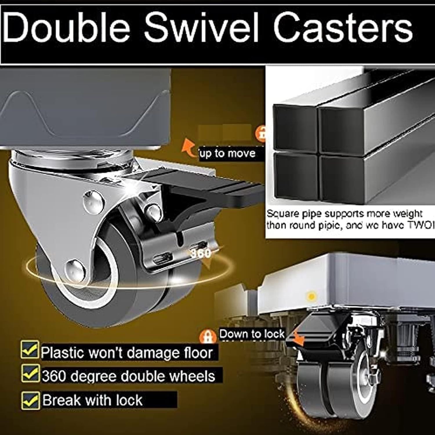 Adjustable Washing Machine and Refrigerator Stand with Lockable Wheels for Home Appliances
