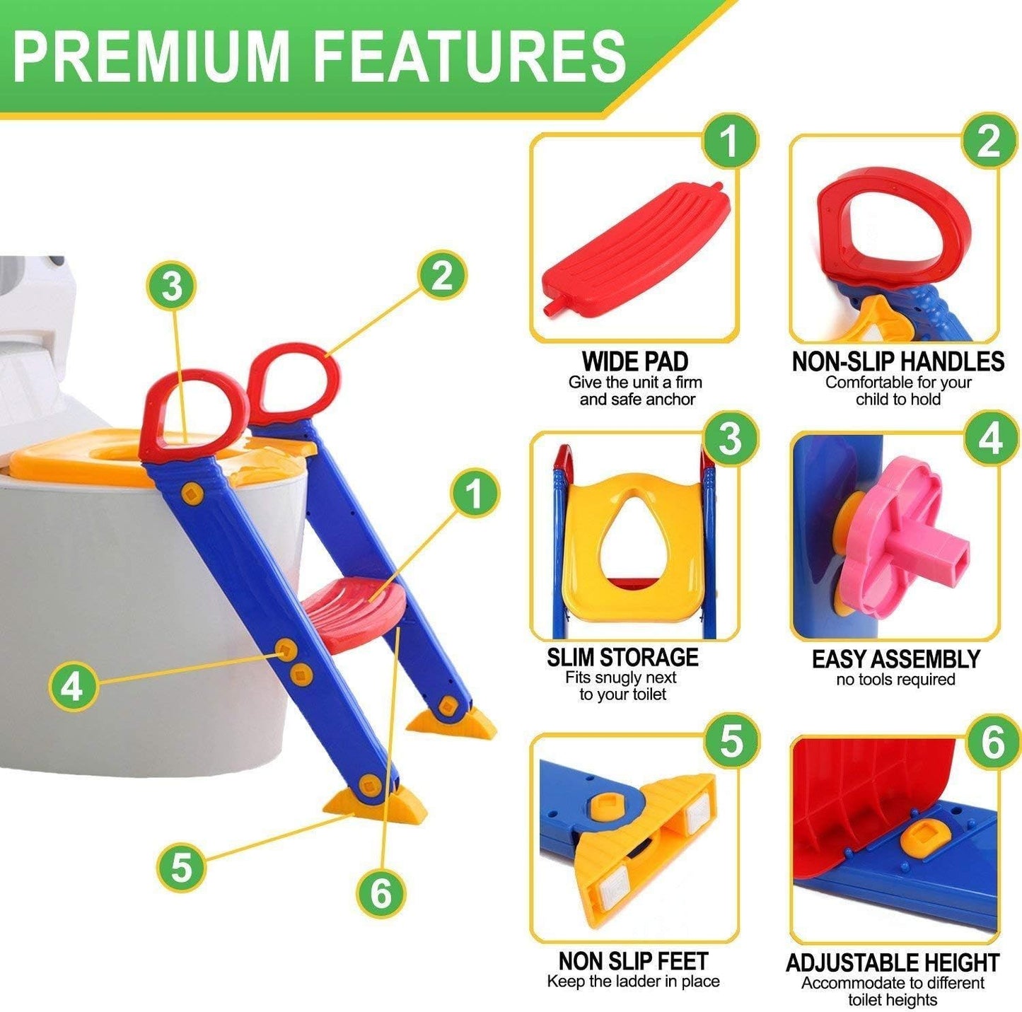 Adjustable Kids Toilet Training Seat with Ladder