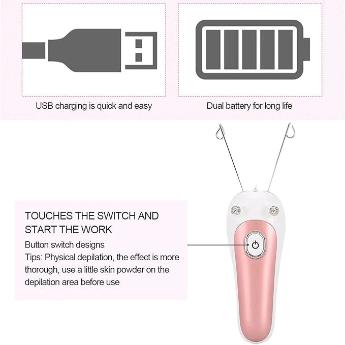 Electric Facial Threading Hair Remover Rechargeable Portable Face Hair Removal Device for Women