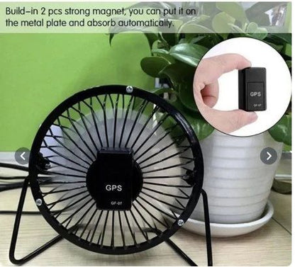 Mini GPS Tracker GF-07 with magnetic mounting, real-time tracking, rechargeable battery, and compact portable design.