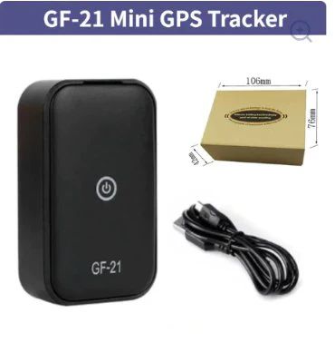 Mini GPS Tracker GF-07 with magnetic mounting, real-time tracking, rechargeable battery, and compact portable design.