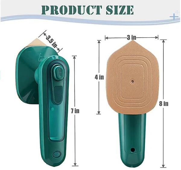 Portable mini handheld steam iron with titanium soleplate and compact design for home and travel use.