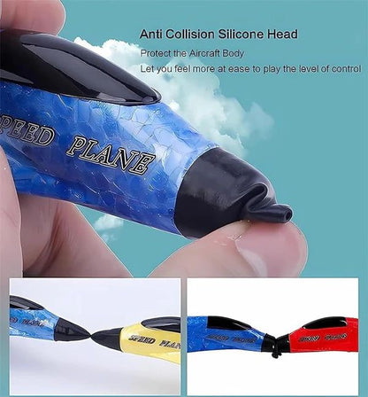 Remote Control Fighter Jet with 2.4GHz remote, rechargeable battery, and built-in gyroscope for stable outdoor flying.