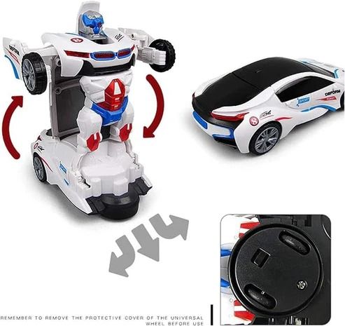2-in-1 transforming robot car toy that automatically converts from a sports car into a robot for kids.