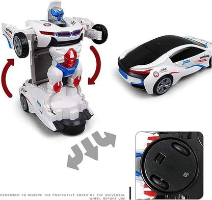 2-in-1 transforming robot car toy that automatically converts from a sports car into a robot for kids.